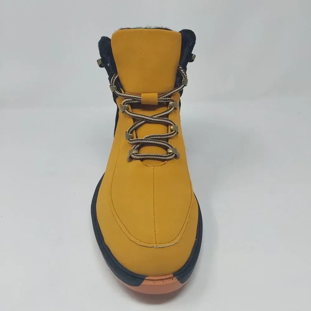 Mens Yellow Black Hiking Boots Lace Up Outdoor Work Boots Size 8.5 US/ 42 EU